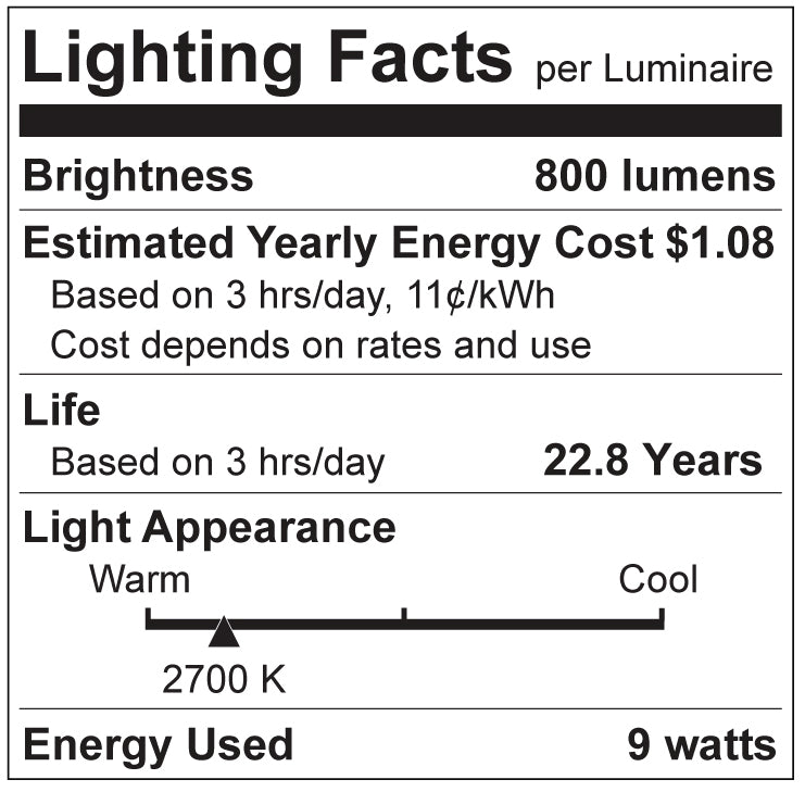 Luxrite LR21460 A19 9W 2700K LED Light Bulb
