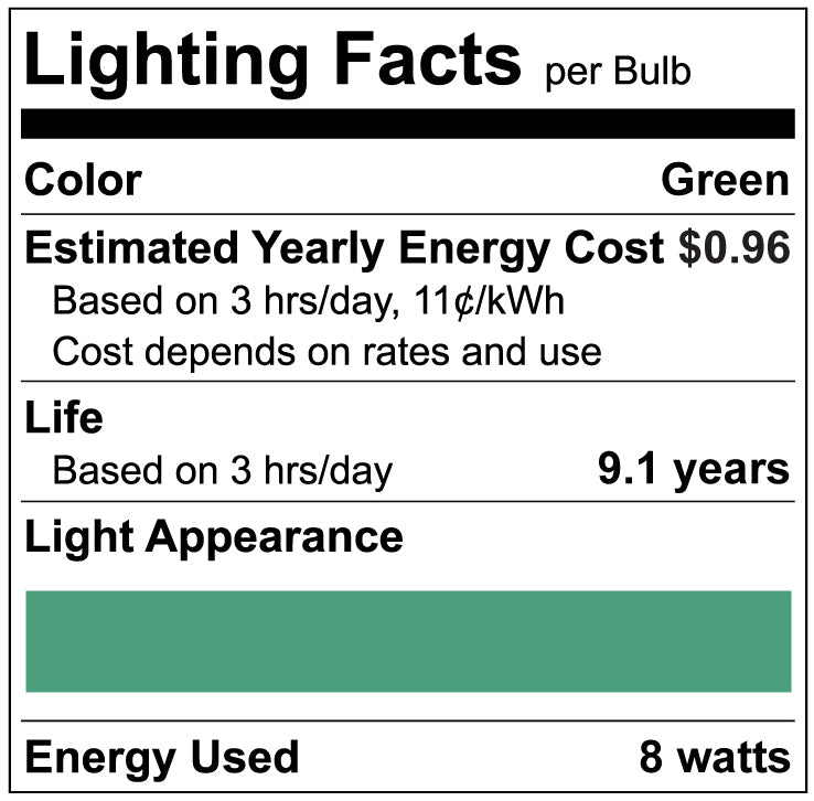 Luxrite LR21492 A19 8W Green LED Light Bulb