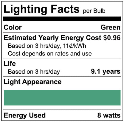 Luxrite LR21492 A19 8W Green LED Light Bulb