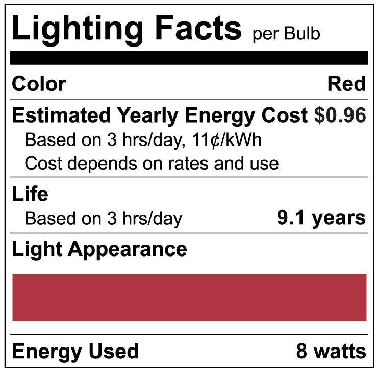 Luxrite LR21495 A19 8W Red LED Light Bulb