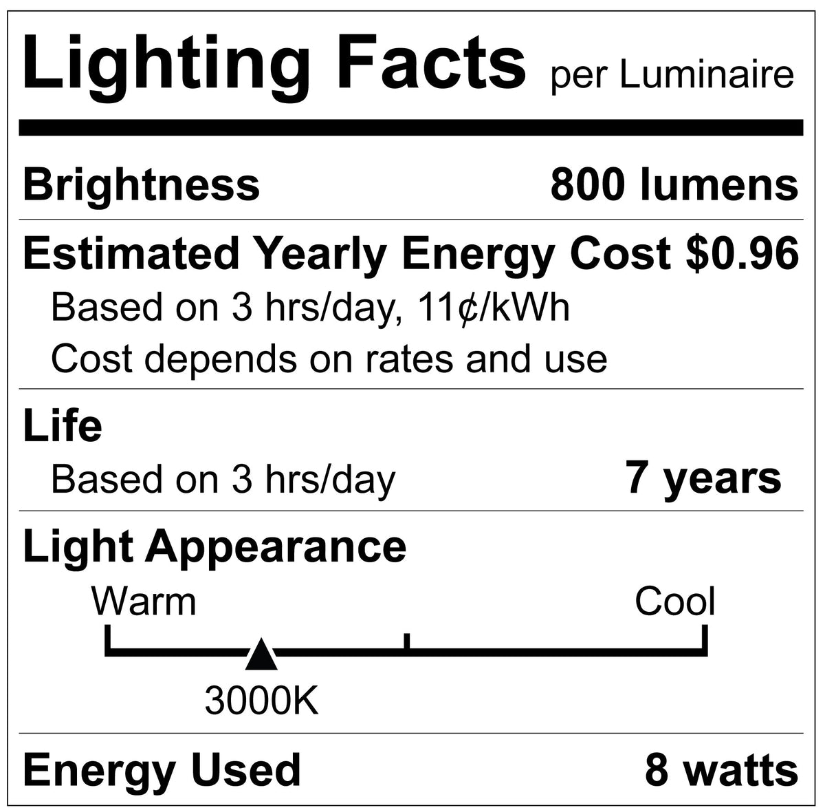 Luxrite LR21531 A19 8W 3000K - 8 Pack LED Light Bulb