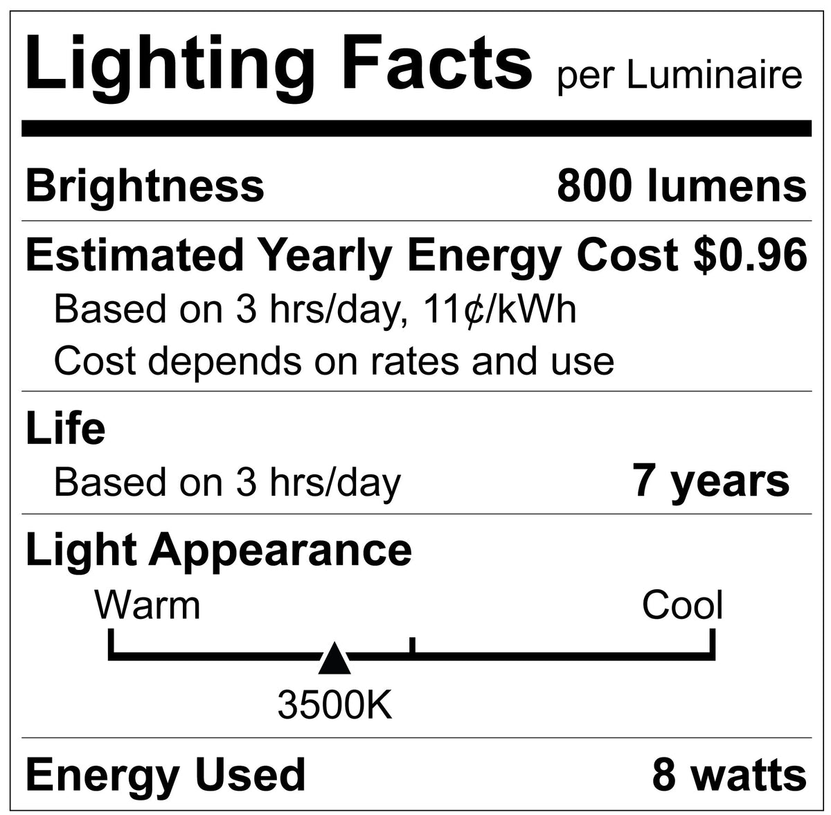 Luxrite LR21532 A19 8W 3500K - 8 Pack LED Light Bulb