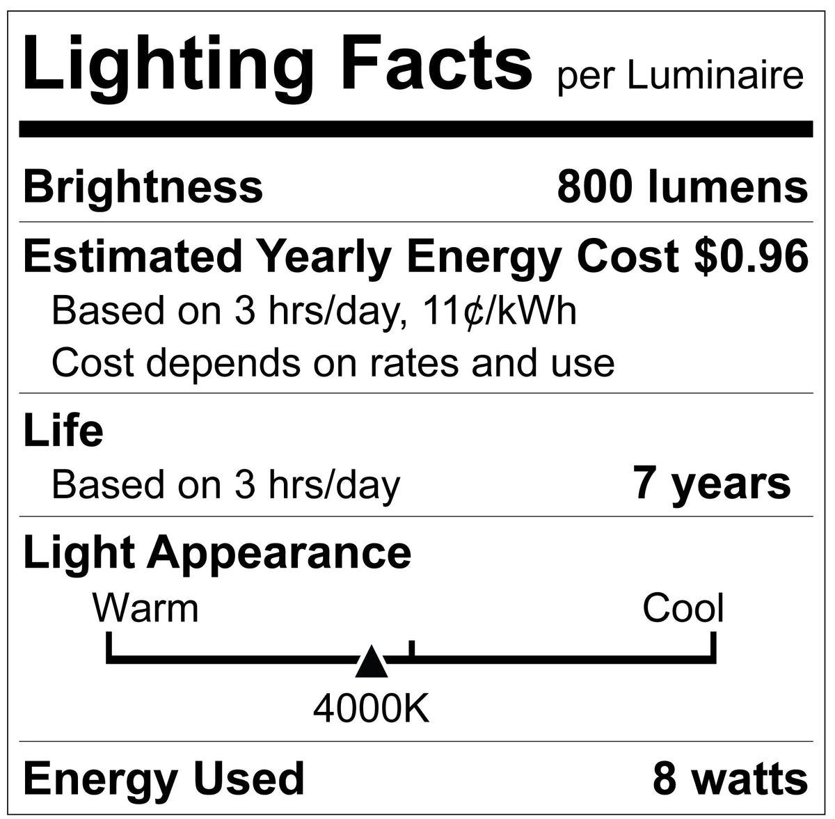 Luxrite LR21533 A19 8W 4000K - 8 Pack LED Light Bulb
