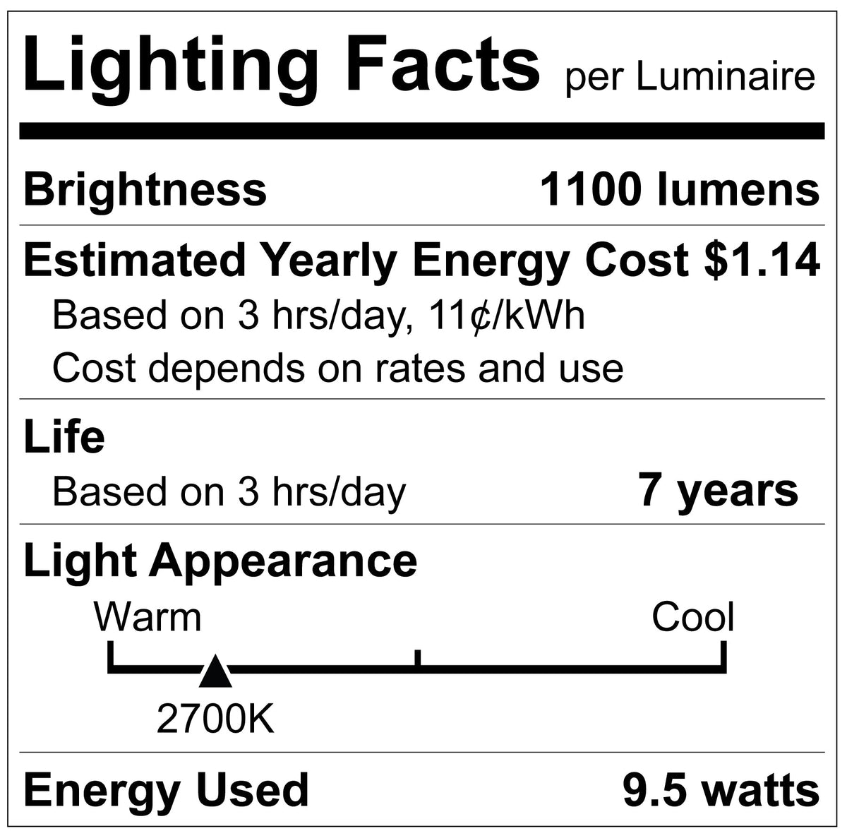 Luxrite LR21535 A19 9.5W 2700K - 8 Pack LED Light Bulb