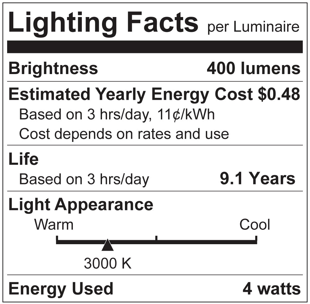 Luxrite LR21575 4W Flame Tip E12 3000K LED Light Bulb