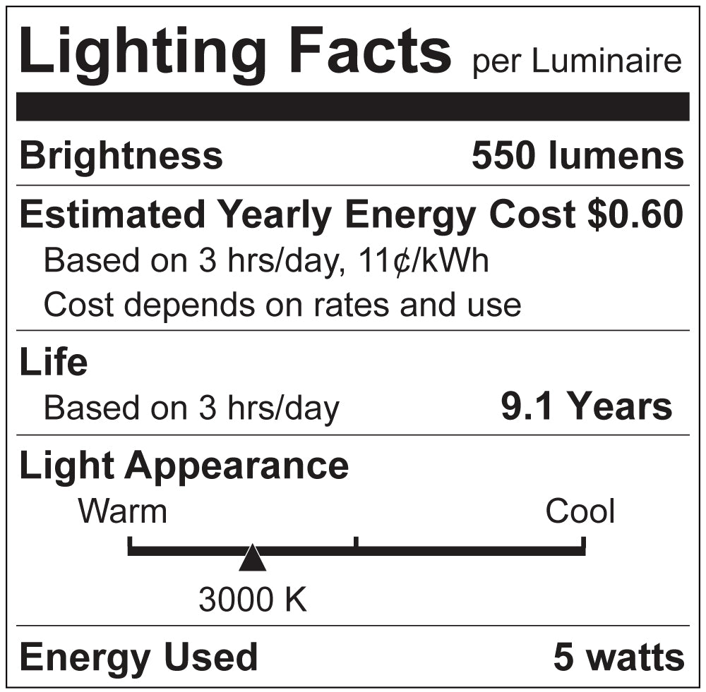 Luxrite LR21595 5W Flame Tip E12 3000K LED Light Bulb