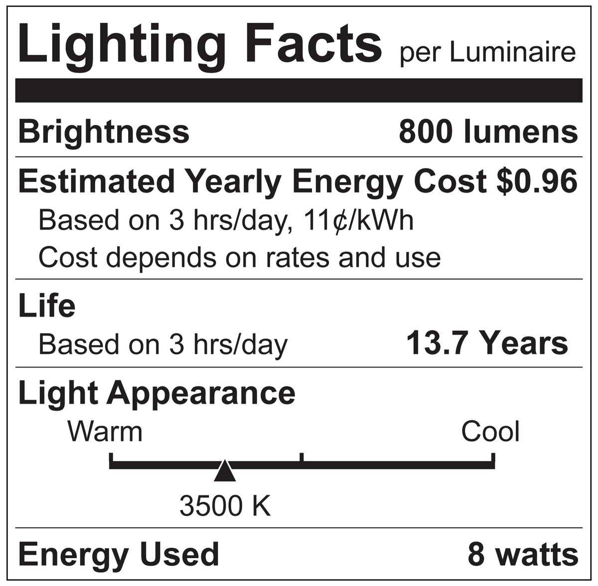 Luxrite LR21609 A19 8W 3500K Filament LED Light Bulb