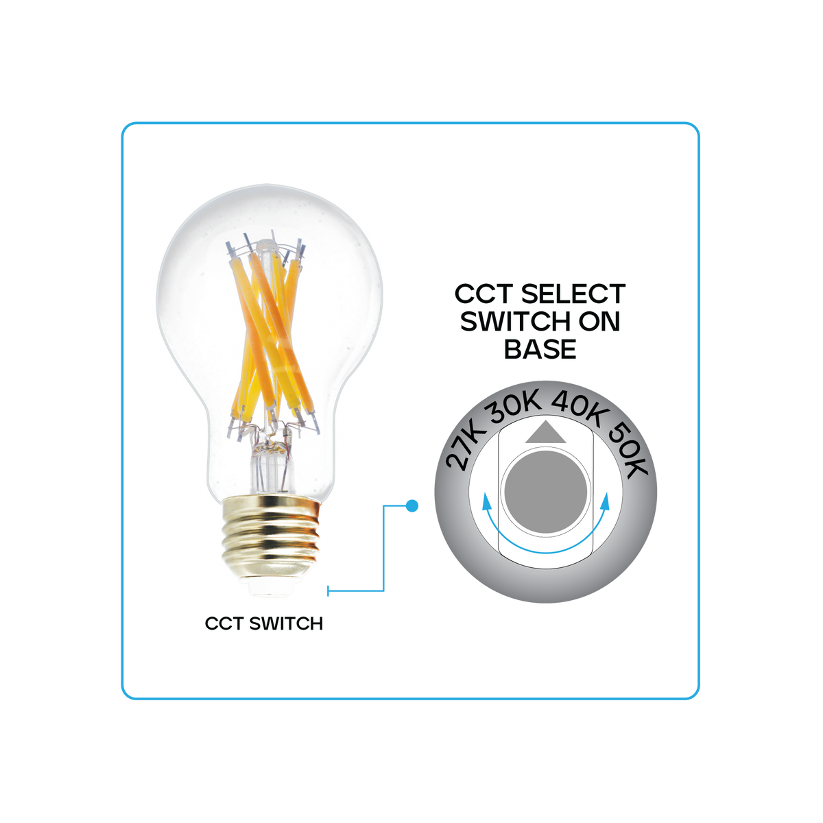 Luxrite LR21621 A19 9.5W Filament - 4CCT Selectable LED Light Bulb