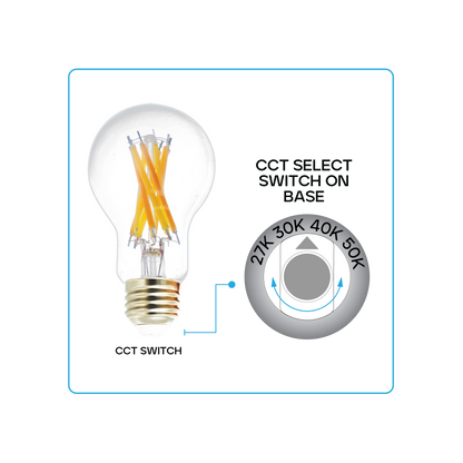 Luxrite LR21621 A19 9.5W Filament - 4CCT Selectable LED Light Bulb