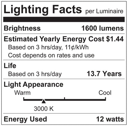 Luxrite LR21661 A19 12W E26 3000K Filament LED Light Bulb