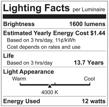 Luxrite LR21662 A19 12W E26 4000K Filament LED Light Bulb
