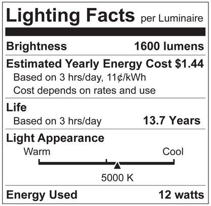 Luxrite LR21663 A19 12W E26 5000K Filament LED Light Bulb