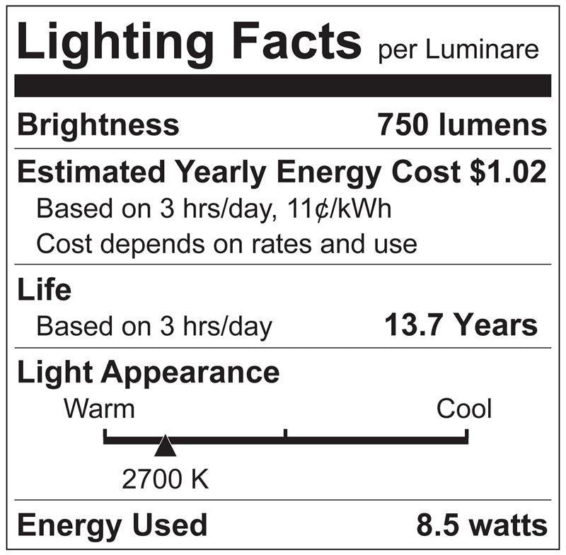 Luxrite LR21690 A15 8.5W E26 2700K Filament LED Light Bulb
