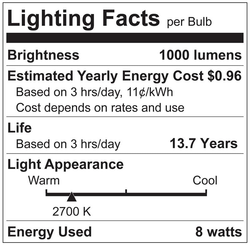 Luxrite LR21710 Ctc 8W E12 2700K Filament LED Light Bulb