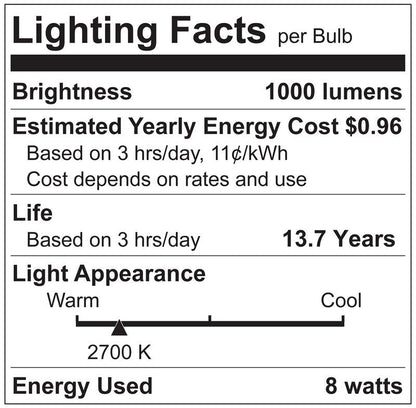 Luxrite LR21710 Ctc 8W E12 2700K Filament LED Light Bulb