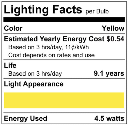 Luxrite LR21725 A19 4.5W Yellow Filament LED Light Bulb