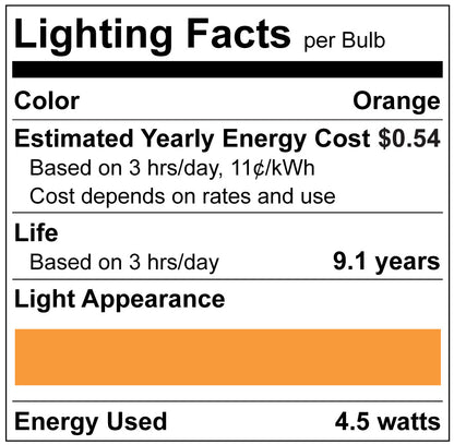 Luxrite LR21726 A19 4.5W Orange Filament LED Light Bulb