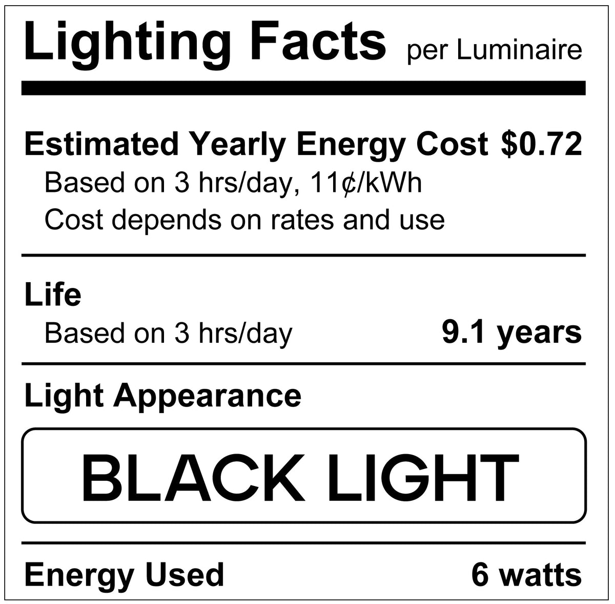 Luxrite LR21729 A19 6W Black Light LED Light Bulb