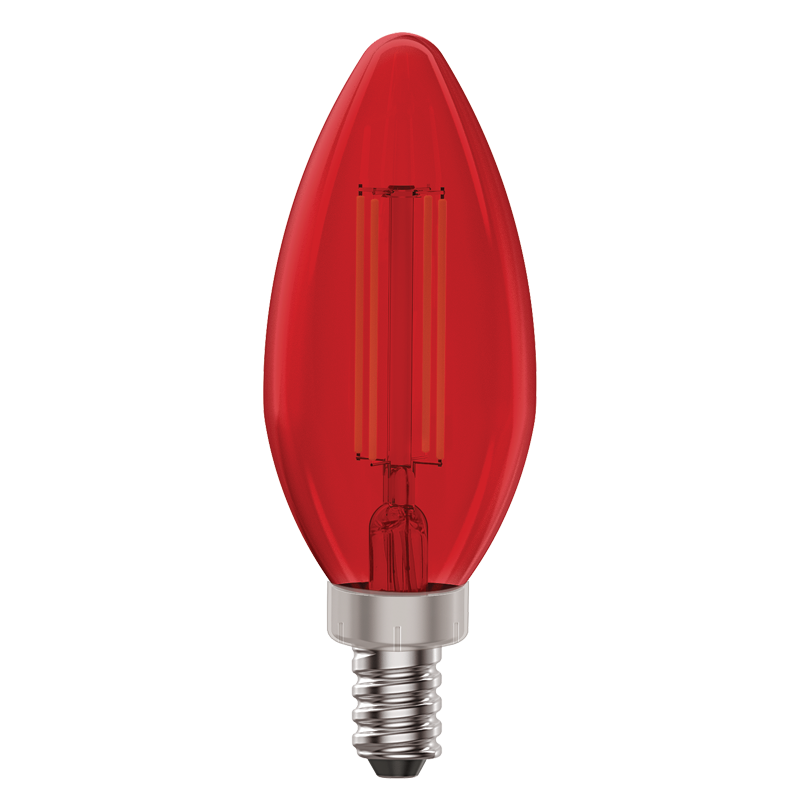 Luxrite LR21740 E12 4.5W Red Filament Torpedo LED Light Bulb
