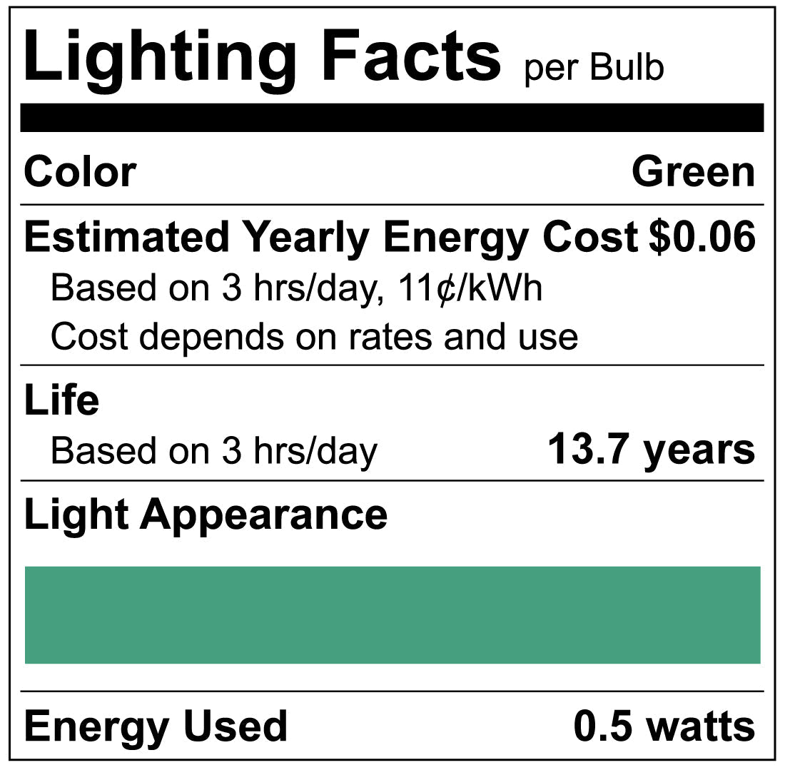 Luxrite LR21752 C7 0.5W Green LED Light Bulb