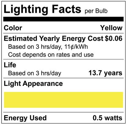 Luxrite LR21755 C7 0.5W Yellow LED Light Bulb