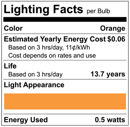 Luxrite LR21756 C7 0.5W Orange LED Light Bulb