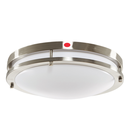 Luxrite LR23288+EM+MS 24W 16" Double Ring Surface Mount 5CCT 120-277V 0-10V Emergency + Motion - Brushed Nickel