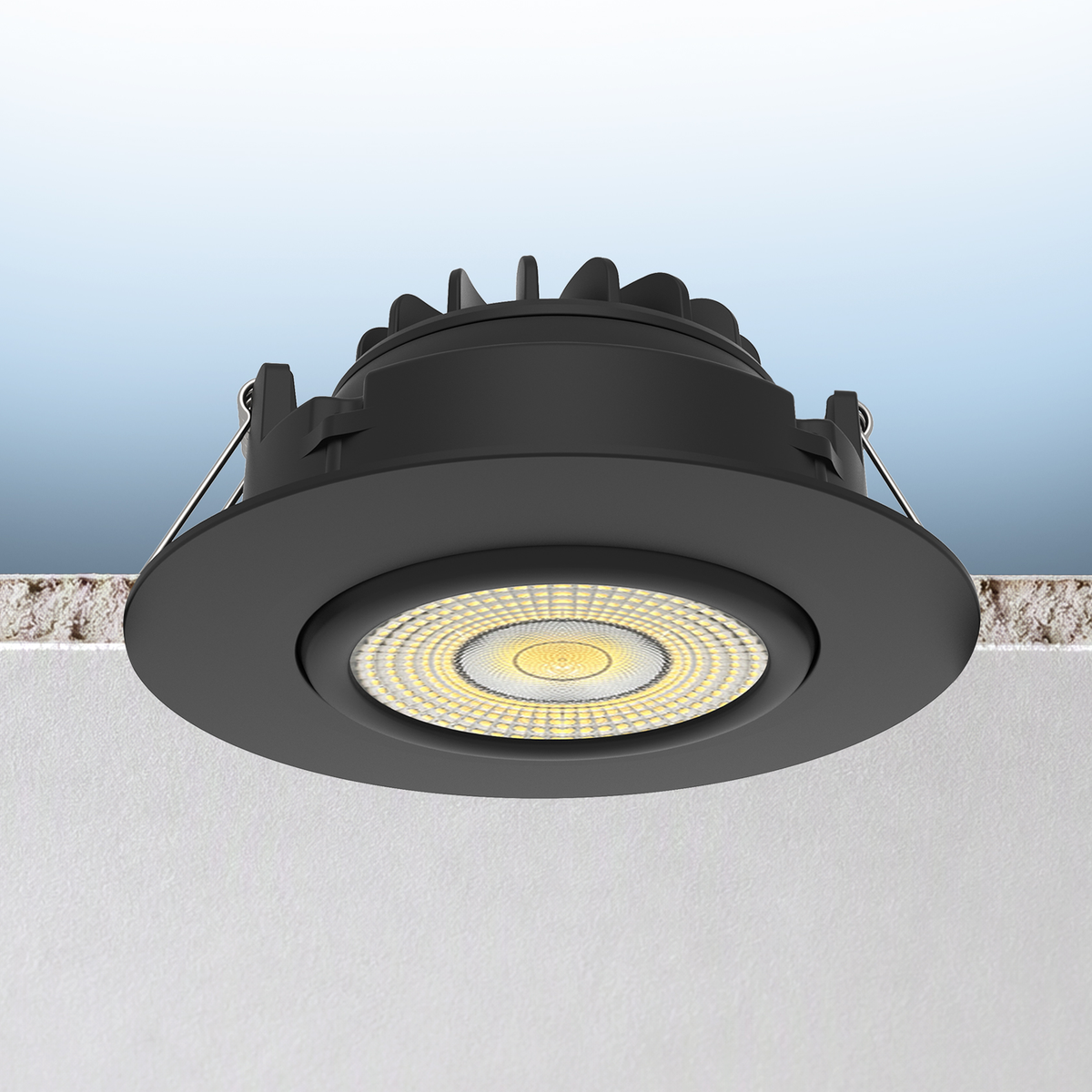 Luxrite LR23305 15W 4" Gimbal Round Canless Spotlight - 5CCT Selectable Black Finish