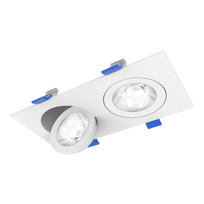 Luxrite LR23336 4" Recessed Floating Gimbal - 5 CCT Selectable Square Trim 2-HEAD