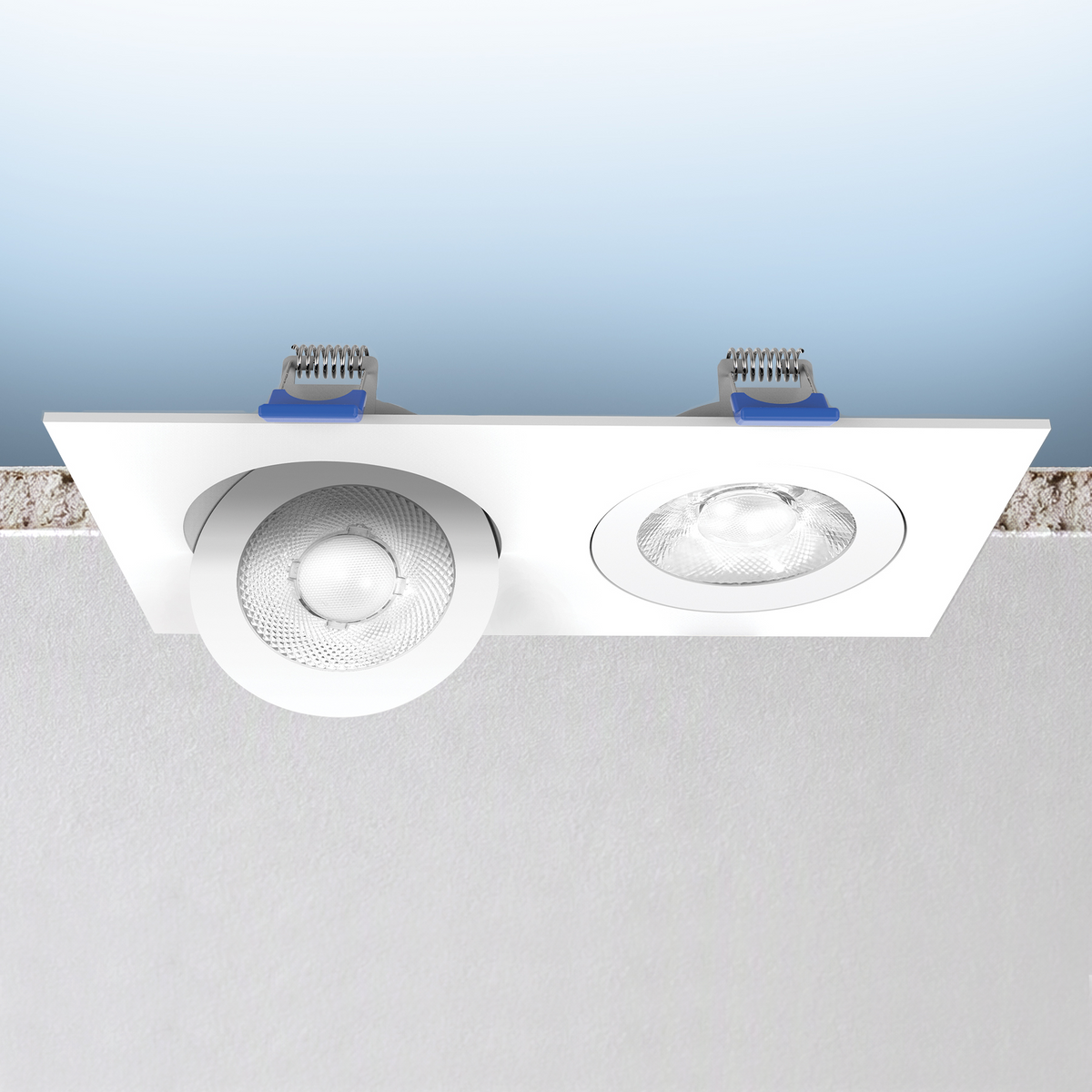 Luxrite LR23336 4" Recessed Floating Gimbal - 5 CCT Selectable Square Trim 2-HEAD