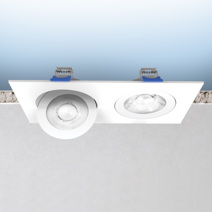 Luxrite LR23336 4" Recessed Floating Gimbal - 5 CCT Selectable Square Trim 2-HEAD