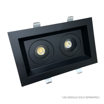 Luxrite LR23466 2" Regressed Plate - 2 Head Black Finish