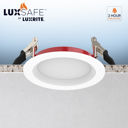 Luxrite LR23491 10W 4" Fire Rated Step Baffled Canless Spotlight - 5CCT Selectable