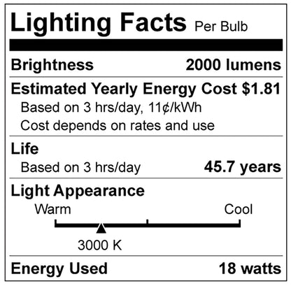 Luxrite LR23510 T8 U6 18W 3000K Universal 3 Way LED Light Bulb