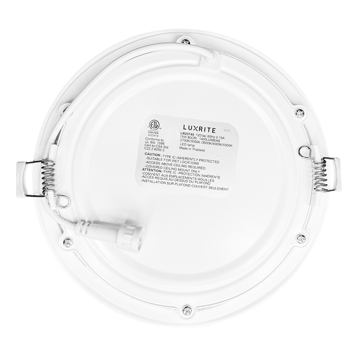 Luxrite LR23745 15W 6" Mini Panel Round 5CCT High Output Smooth Canless Wafer Spotlight