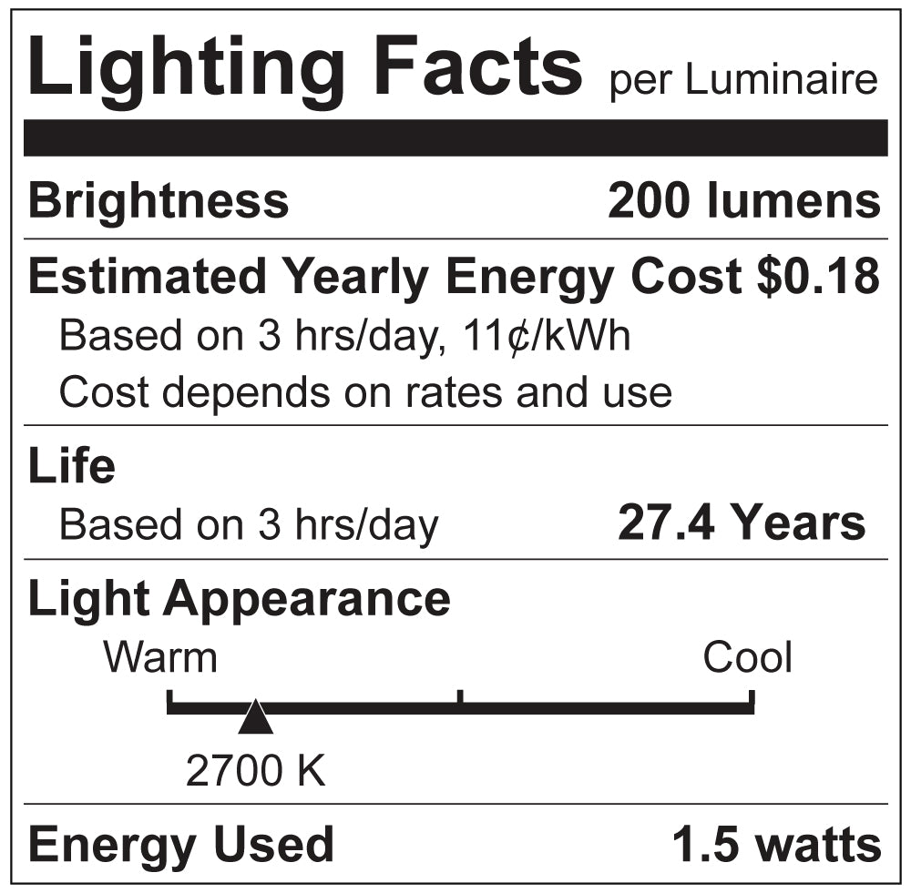 Luxrite LR24630 1.5W G4, 2W, 2700K LED Light Bulb