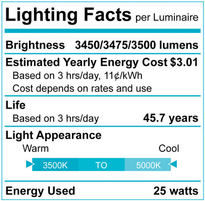 Luxrite LR25193 3' Linear 25W 3CCT