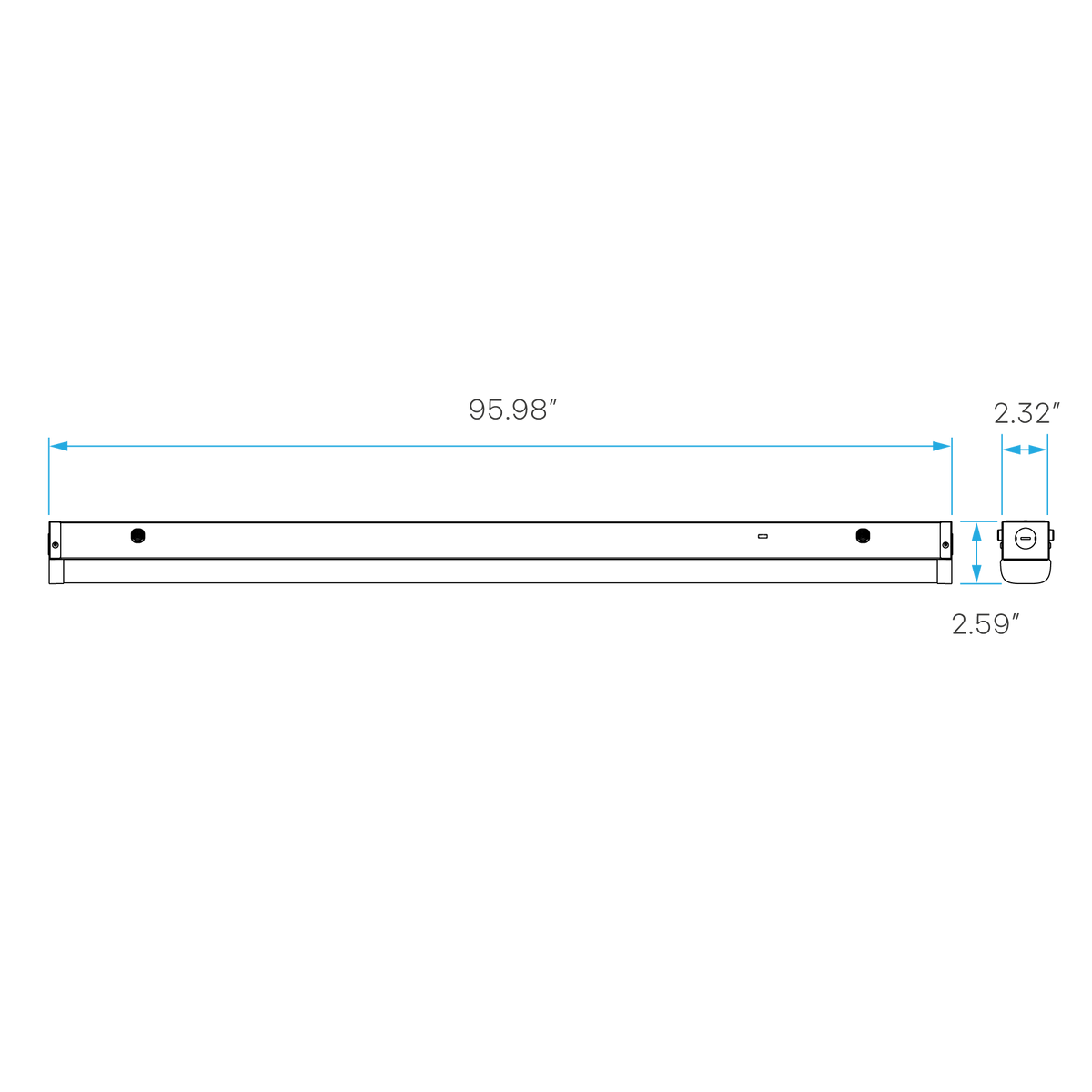 Luxrite LR25227+MS 8' Quick Release Slim Linear Fixture - 3CCT & Wattage Selectable High Output +ms