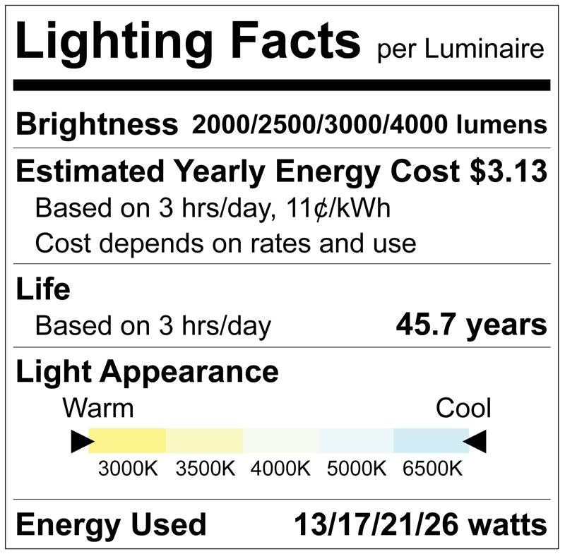 Luxrite LR25350 2' High Output Narrow Linear Fixture - 5CCT & 4 Wattage Selectable