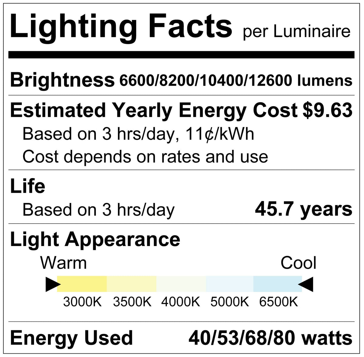 Luxrite LR25356 8' High Output Narrow Linear Fixture - 5CCT & 4 Wattage Selectable