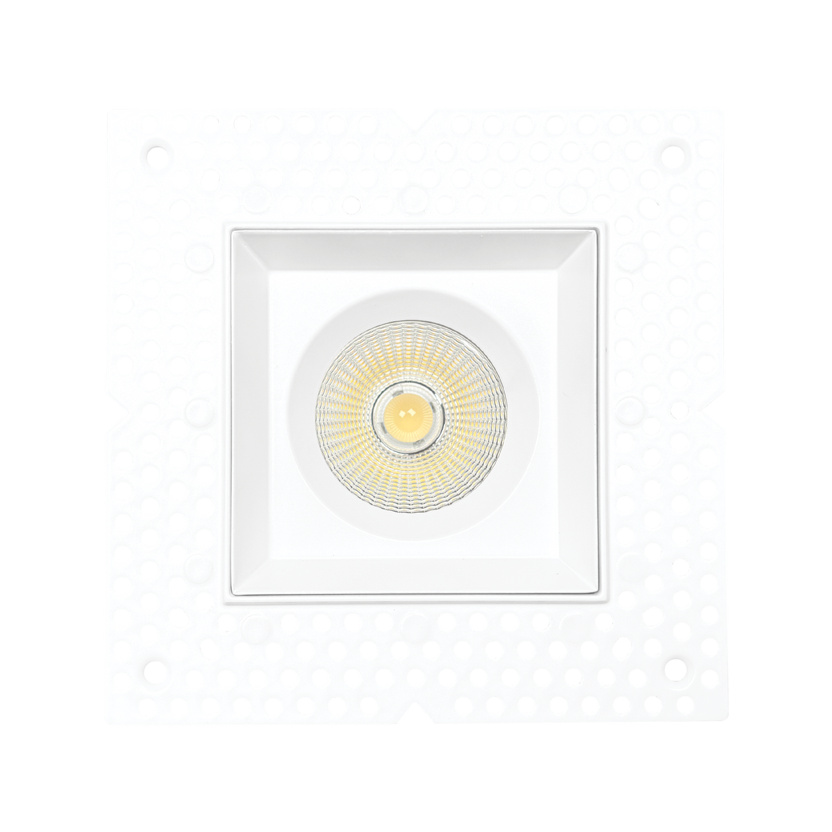Luxrite LR25424 3" Regressed Trimless Push N' Lock Square Mesh - White Finish