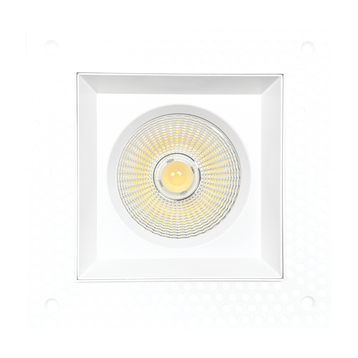 Luxrite LR25428 4" Regressed Trimless Push N' Lock Square Mesh - White Finish