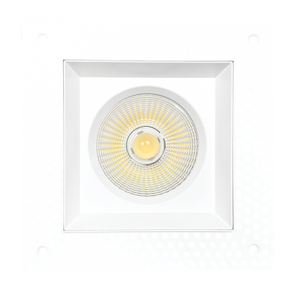 Luxrite LR25428 4" Regressed Trimless Push N' Lock Square Mesh - White Finish