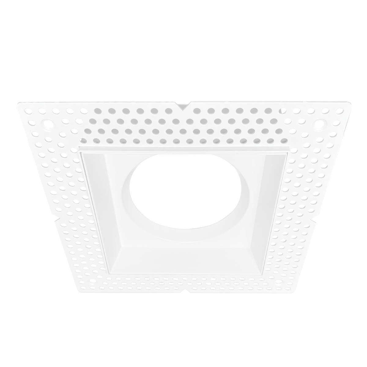 Luxrite LR25428 4" Regressed Trimless Push N' Lock Square Mesh - White Finish