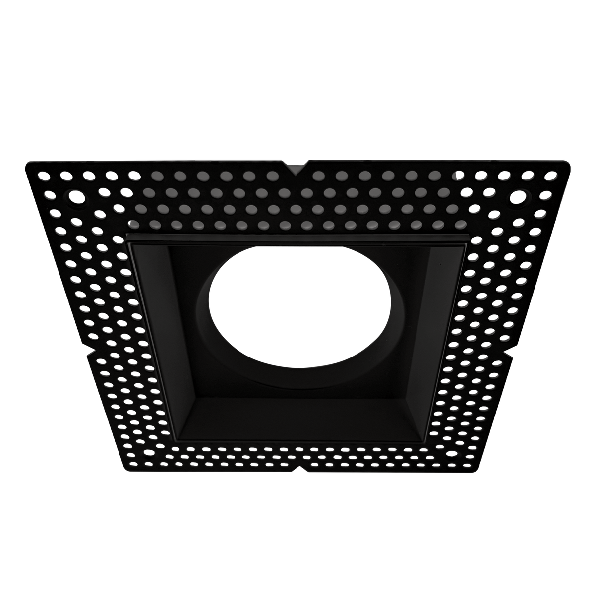 Luxrite LR25429 4" Regressed Trimless Push N' Lock Square Mesh - Black Finish