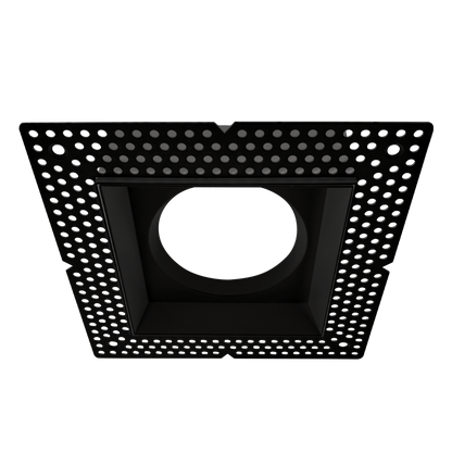 Luxrite LR25429 4" Regressed Trimless Push N' Lock Square Mesh - Black Finish