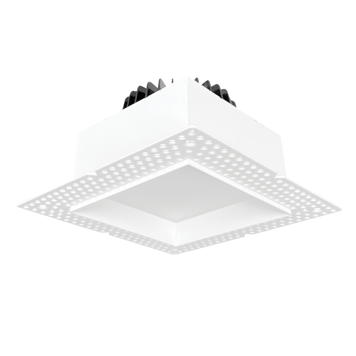 Luxrite LR25439 25W 4" Regressed Trimless Push N' Lock Spotlight - CCT Selectable Universal Voltage/dual Dimming/universal Voltage Square