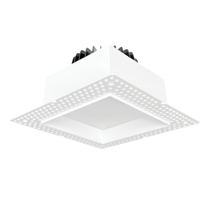 Luxrite LR25439 25W 4" Regressed Trimless Push N' Lock Spotlight - CCT Selectable Universal Voltage/dual Dimming/universal Voltage Square