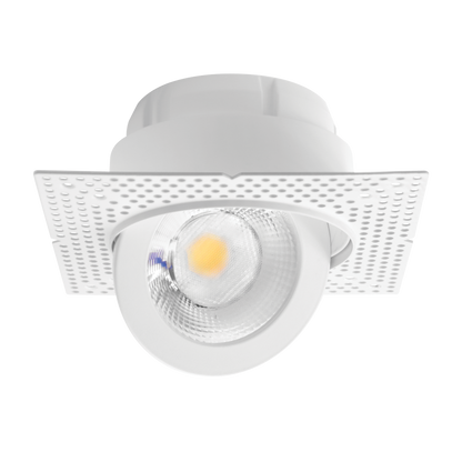 Luxrite LR25462 20W 4" Floating Gimbal Push N' Lock Trimless Spotlight - CCT Selectable Dual Dimming/universal Voltage