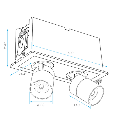 Luxrite LR32074 6W Retractable Multi-light 2 Head - 5CCT Selectable White Finish